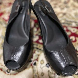 Kork-Ease Black Peep Toe Heels